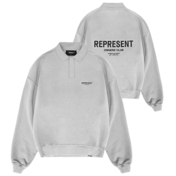 Represent Owners Club Longsleeve Polo Sweater Grijs