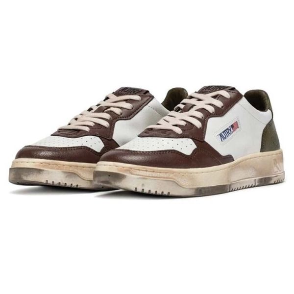 Autry Super Vintage Medalist Low Sneaker Wit/Bruin/Groen