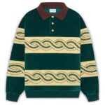 Drôle De Monsieur Tressé Polo Sweater Donker Groen