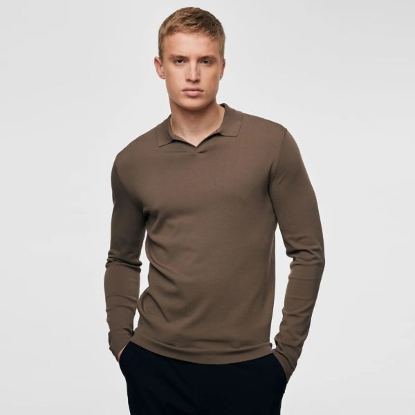 Genti No Buttons Longsleeve Polo Bruin Mezaldy