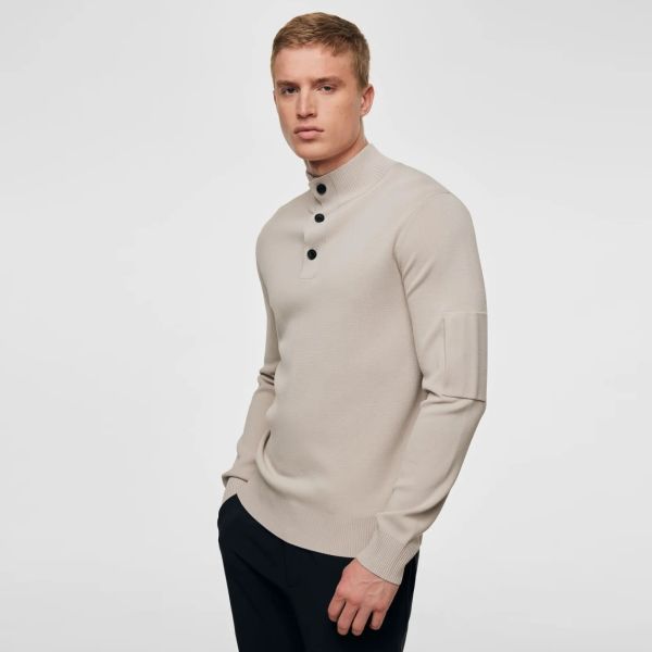 Genti Turtle 3 Buttons Sweater Beige