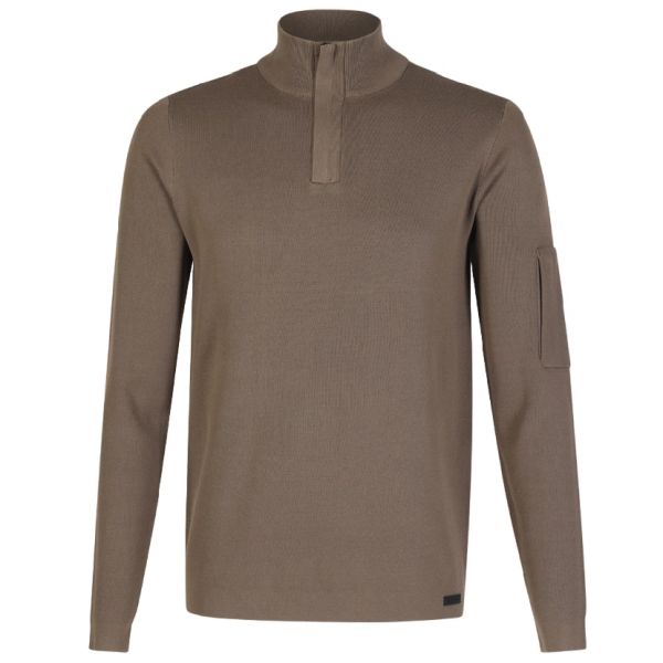 Genti Turtle Zip Sweater Bruin