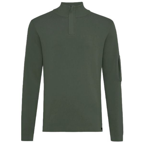 Genti Turtle Zip Sweater Donker Groen