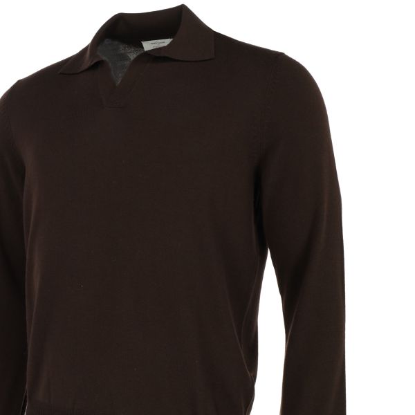 Gran Sasso Tennis Longsleeve Polo Donker Bruin
