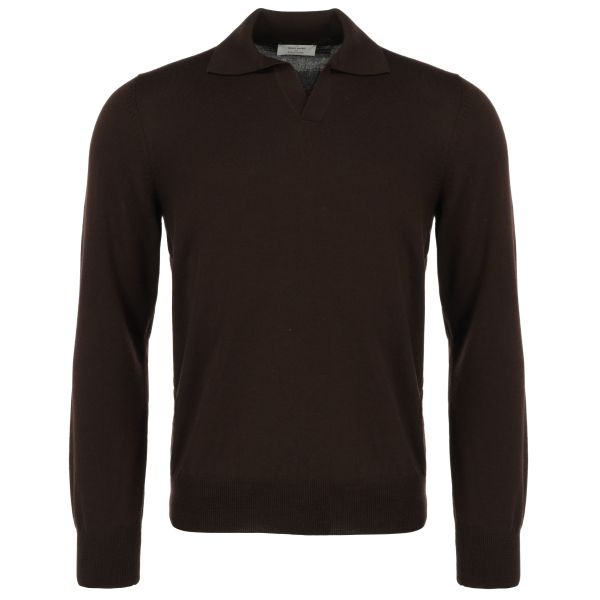 Gran Sasso Tennis Longsleeve Polo Donker Bruin