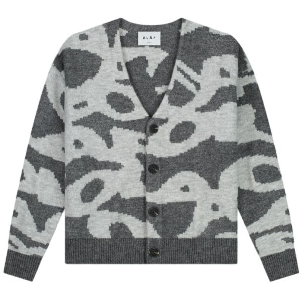 Olaf Wavy Drift Knitted Cardigan Grijs