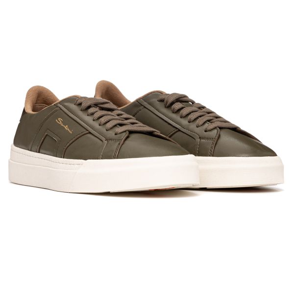 Santoni Double Buckle Signature Sneaker Donker Groen