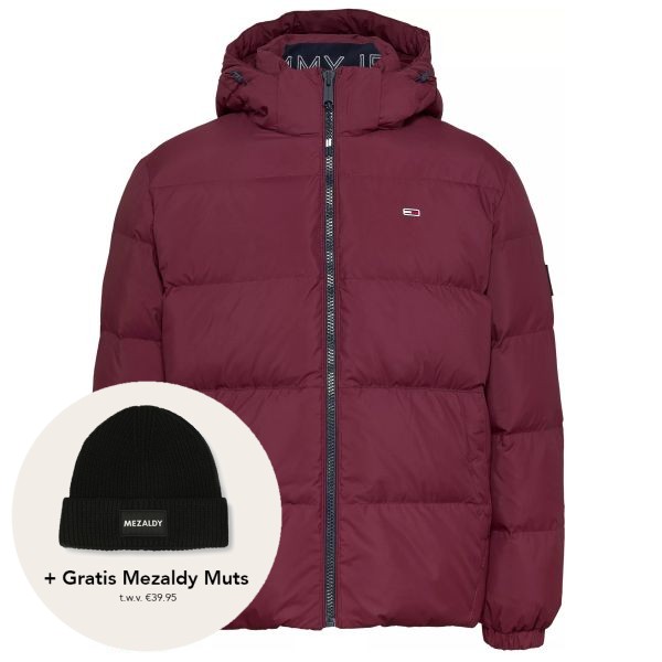 tommy jeans essential down puffer bordeaux