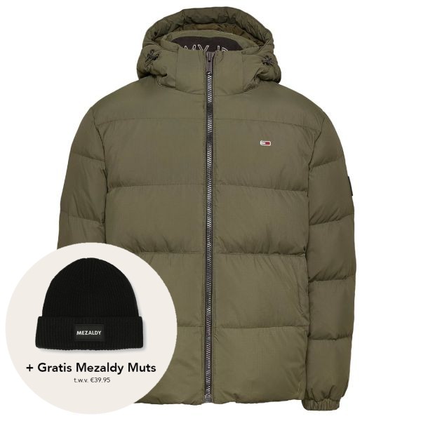tommy jeans essential down puffer donker groen