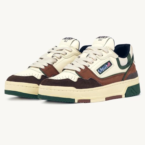 Autry CLC Low Sneaker Off White/Bruin/Groen