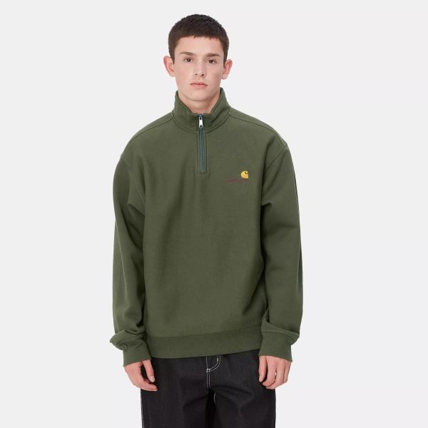 Carhartt Half Zip American Script Sweater Donker Groen