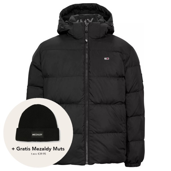 tommy jeans essential down puffer zwart
