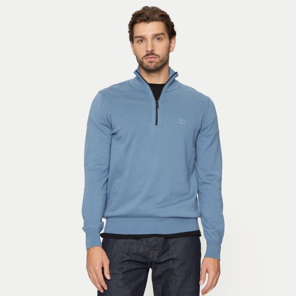 Boss Kanobix Zip Mock Sweater Blauw