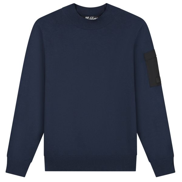 Malelions Knitted Pocket Sweater Navy