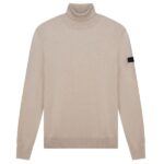 Malelions Knitted Turtleneck Sweater Beige