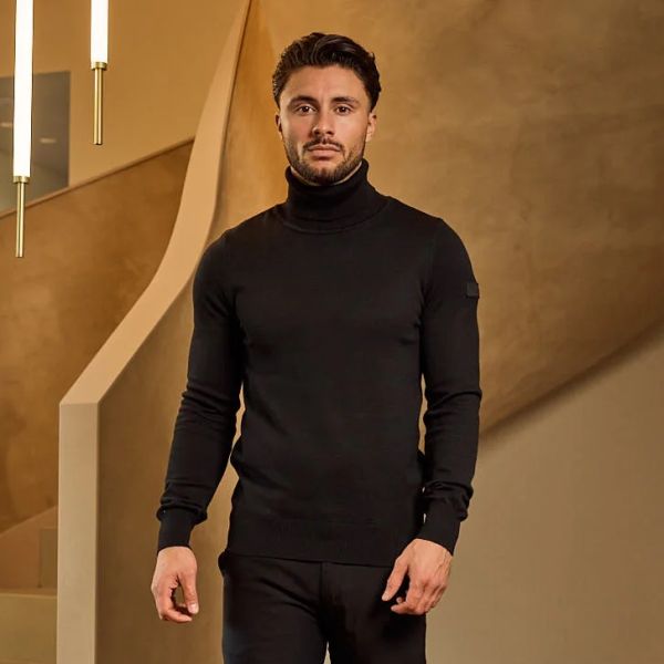 Malelions Knitted Turtleneck Sweater Zwart
