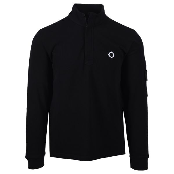 Ma.strum Funnel Longsleeve Polo Zwart