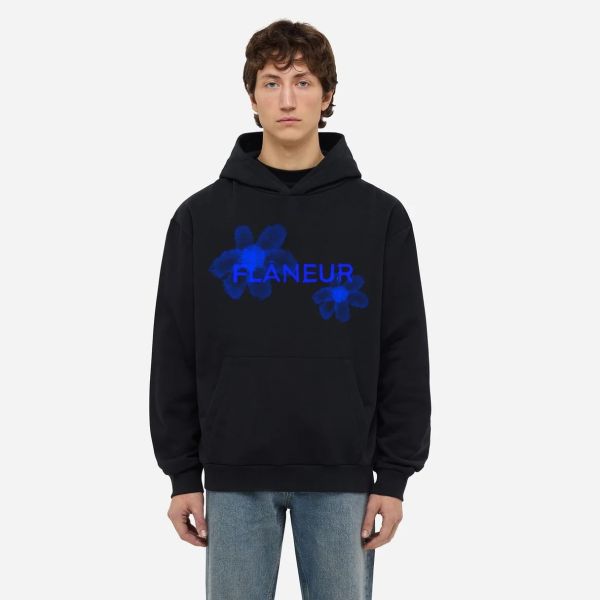Flâneur Floral Watercolor Hoodie Zwart