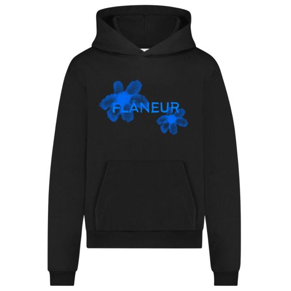 Flâneur Floral Watercolor Hoodie Zwart