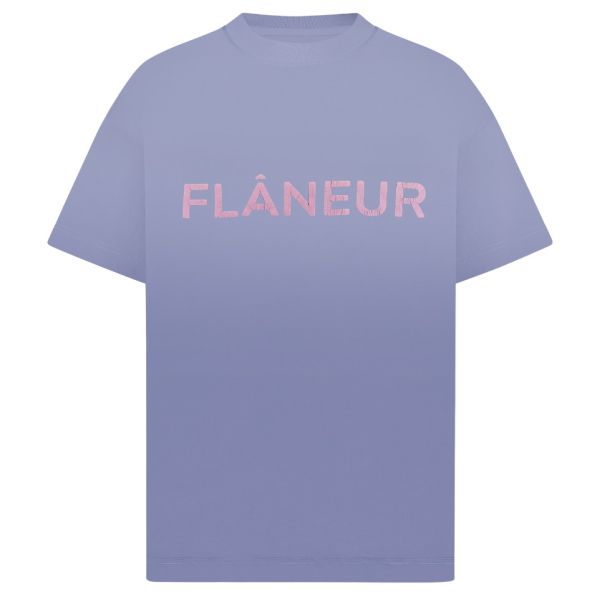 Flâneur Washed Puffed Logo T-shirt Paars