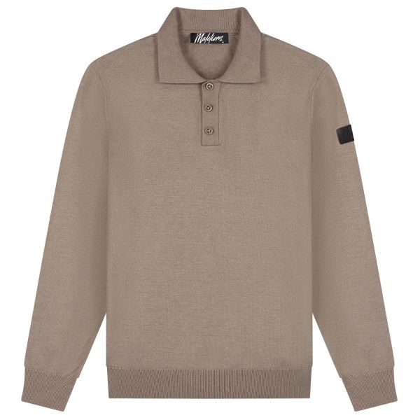 Malelions Knitted Longsleeve Polo Bruin