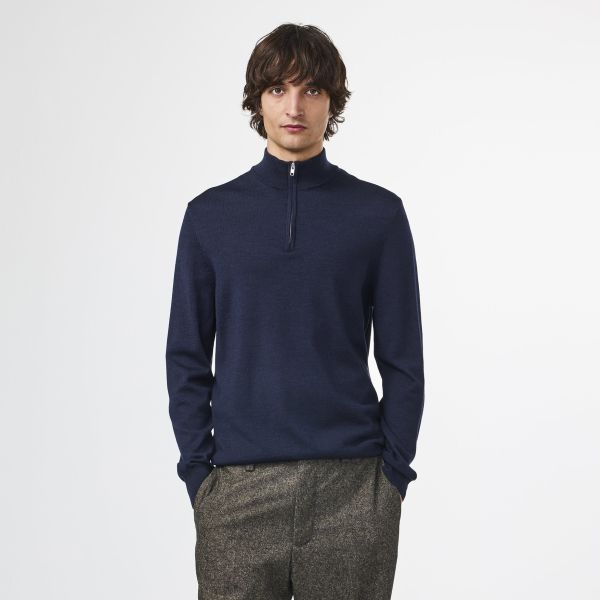 NN.07 Sergio Zip Mock Sweater Navy