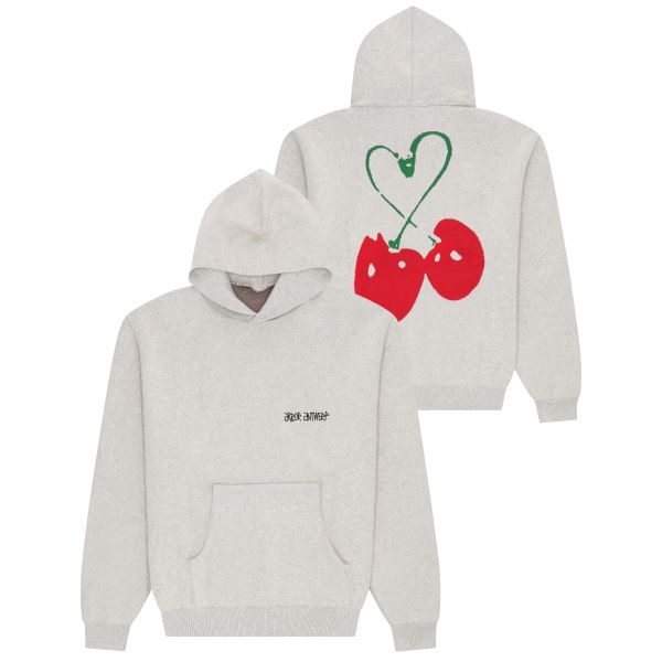 Arbor Antwerp Red Cherries Knitted Hoodie Grijs