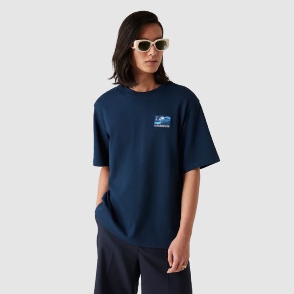 Casablanca Greek Temple T-shirt Navy