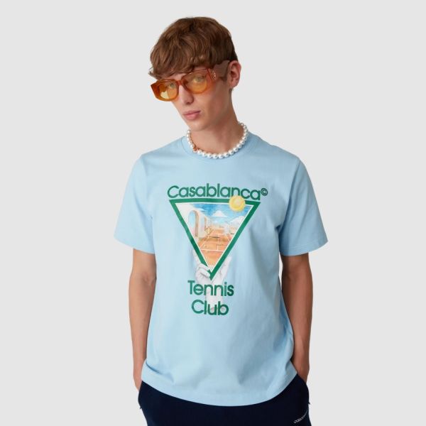 Casablanca Metaphysical Tennis Icon T-shirt Licht Blauw