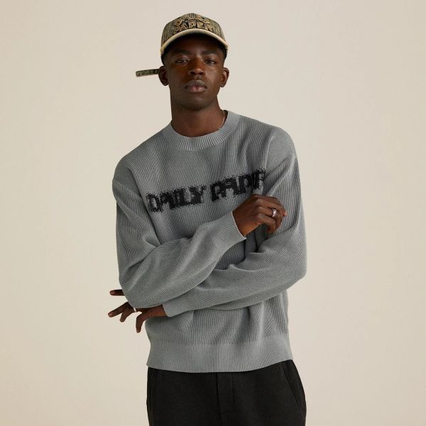 Daily Paper Logo Knit Sweater Grijs