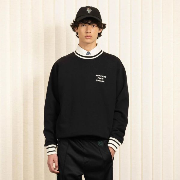 Drôle De Monsieur Slogan Sport Sweater Zwart