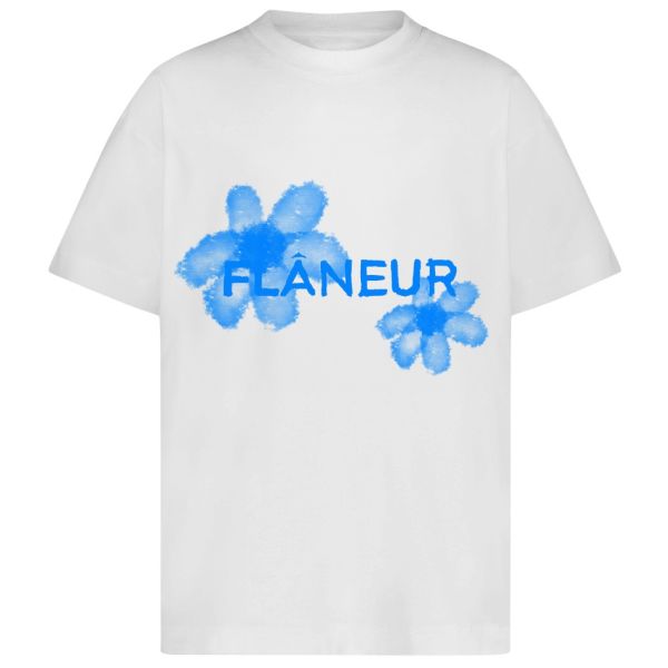 Flâneur Floral Watercolor T-shirt Wit/Blauw