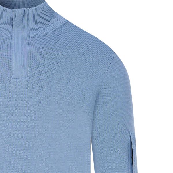 Genti Turtle Zip Sweater Blauw