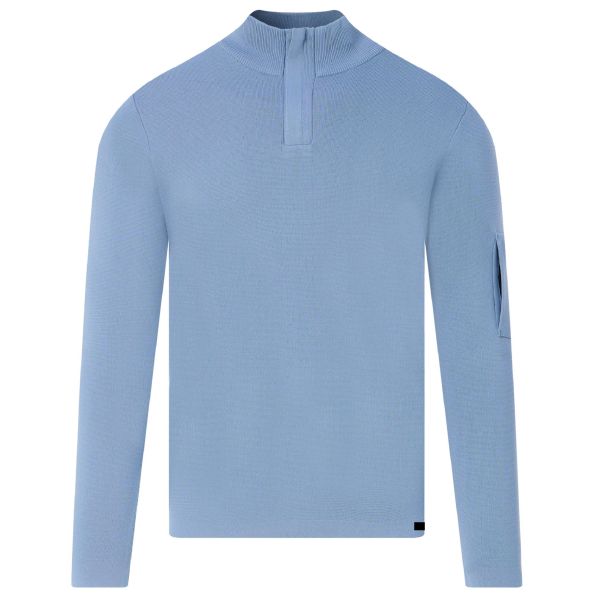 Genti Turtle Zip Sweater Blauw