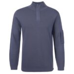 Genti Turtle Zip Sweater Donker Blauw