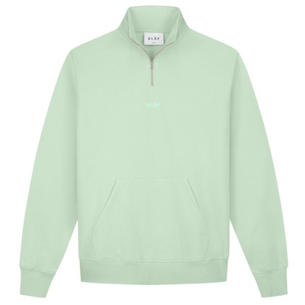 Olaf Block Zip Mock Sweater Groen