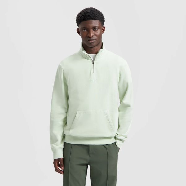 Olaf Block Zip Mock Sweater Groen