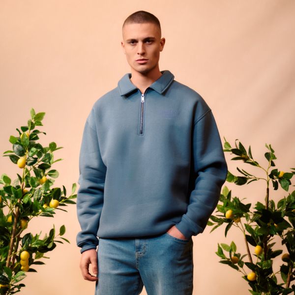 Croyez Fraternité Half Zip Sweater Blauw