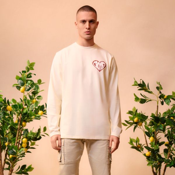 Croyez Puffed Heart Longsleeve T-shirt Off White
