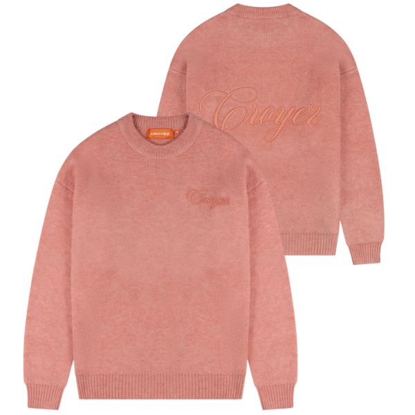 Croyez Script Knit Sweater Coral