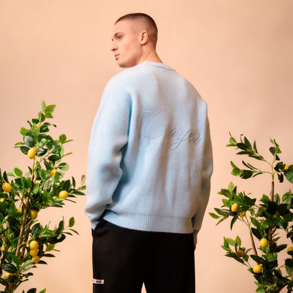Croyez Script Knit Sweater Licht Blauw