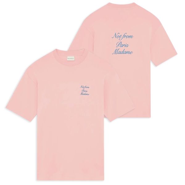 Drôle De Monsieur Slogan Cursive T-shirt Roze