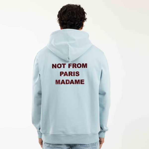 Drôle De Monsieur Slogan Hoodie Licht Blauw