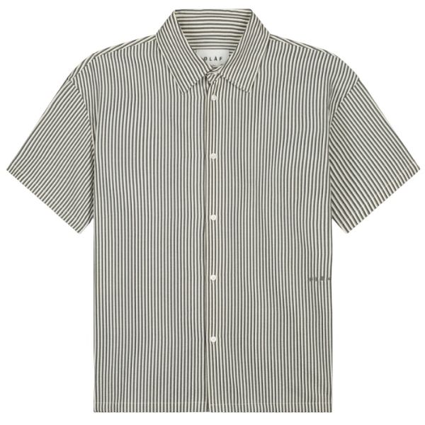 Olaf Boxy Seersucker Stripe Overhemd Grijs