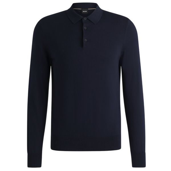 Boss Gemello Longsleeve Knit Polo Navy
