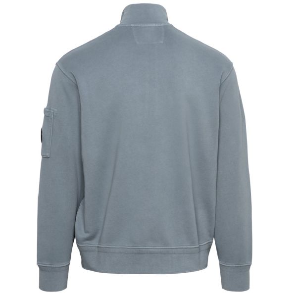CP Company Cotton Diagonal Fleece Half Zip Sweater Blauw