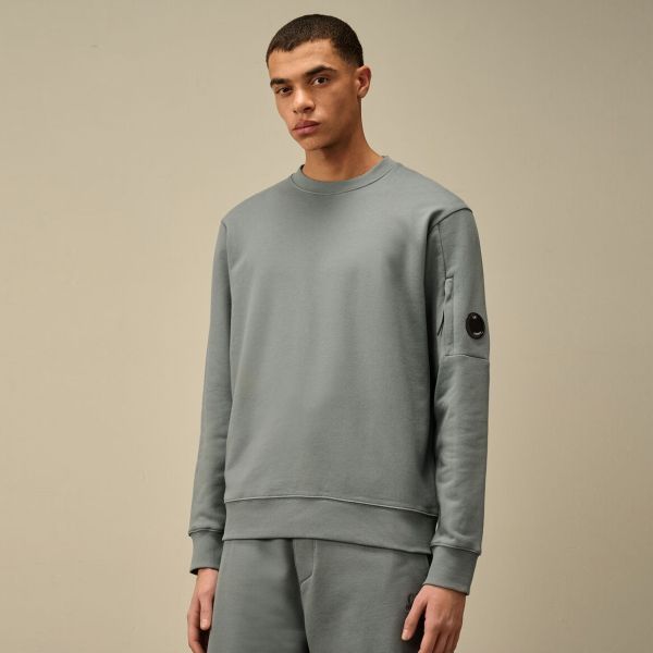 CP Company Diagonal Raised Fleece Lens Sweater Blauw
