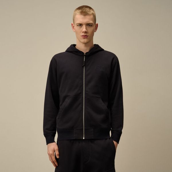 CP Company Diagonal Raised Fleece Logo Vest Navy
