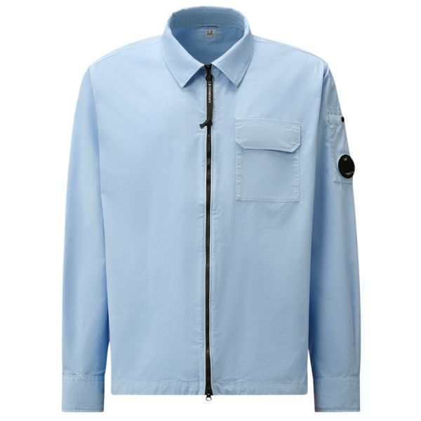 CP Company Gabardine Zipped Overshirt Licht Blauw