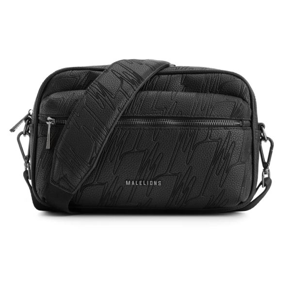 Malelions Debossed Messenger Bag Zwart